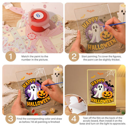 Paint by Number Halloween Lamp - Happy Halloween