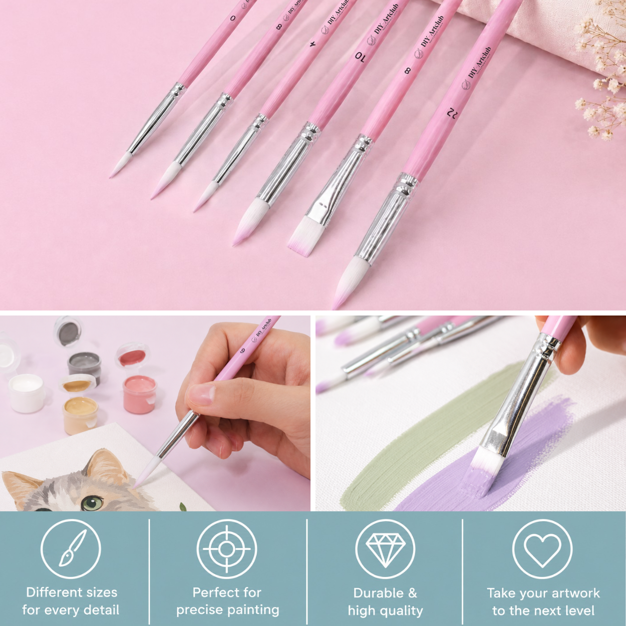 Premium Pink Brush Set | 6 Pieces