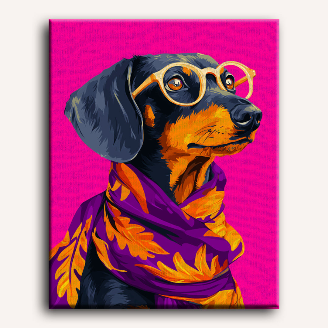 Dachshund with Glasses | Paint by Number