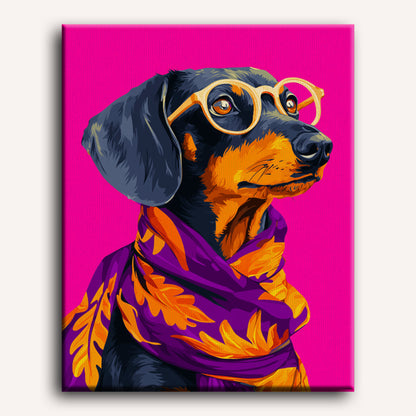Dachshund with Glasses | Paint by Number