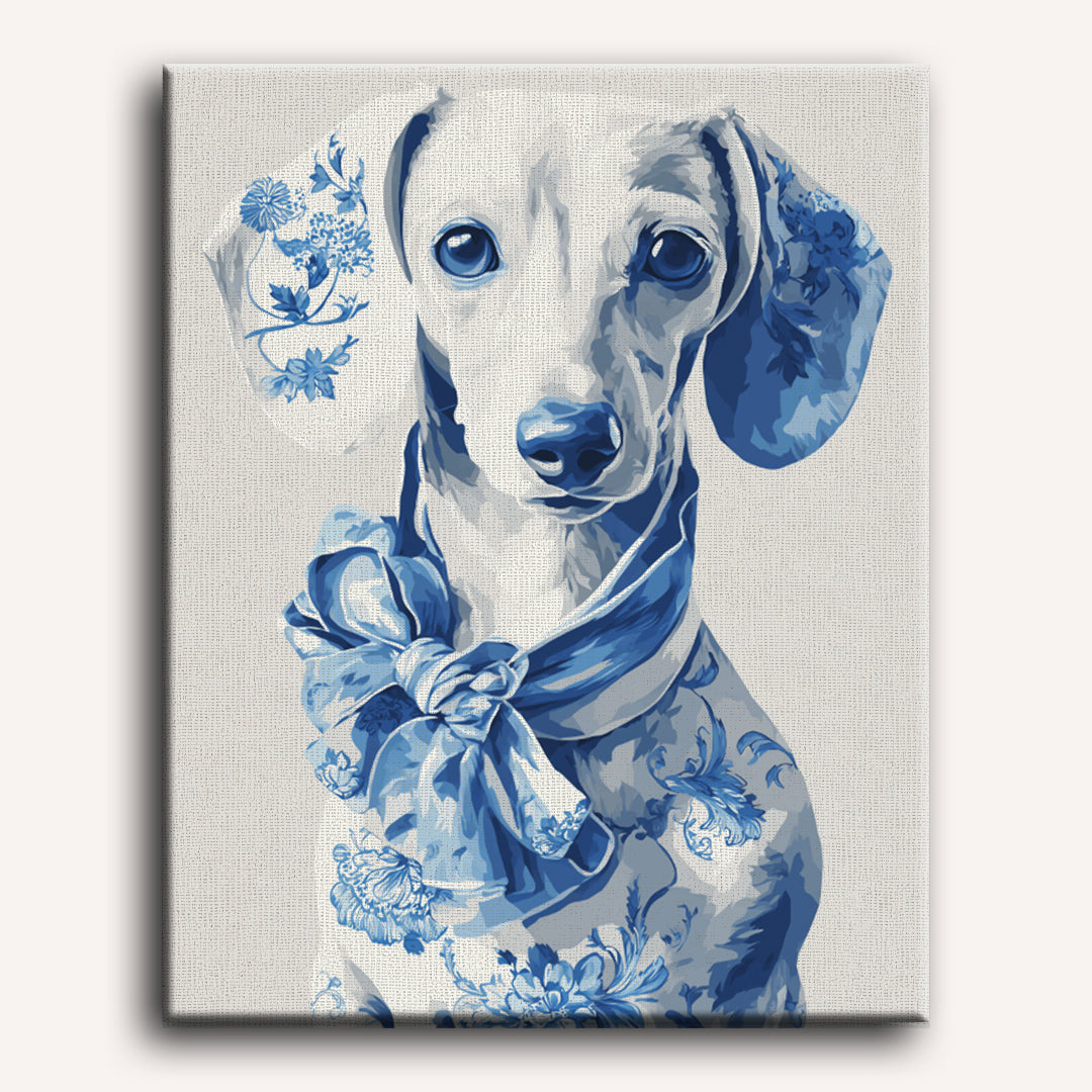 Delft Blue Dachshund | Paint by Number