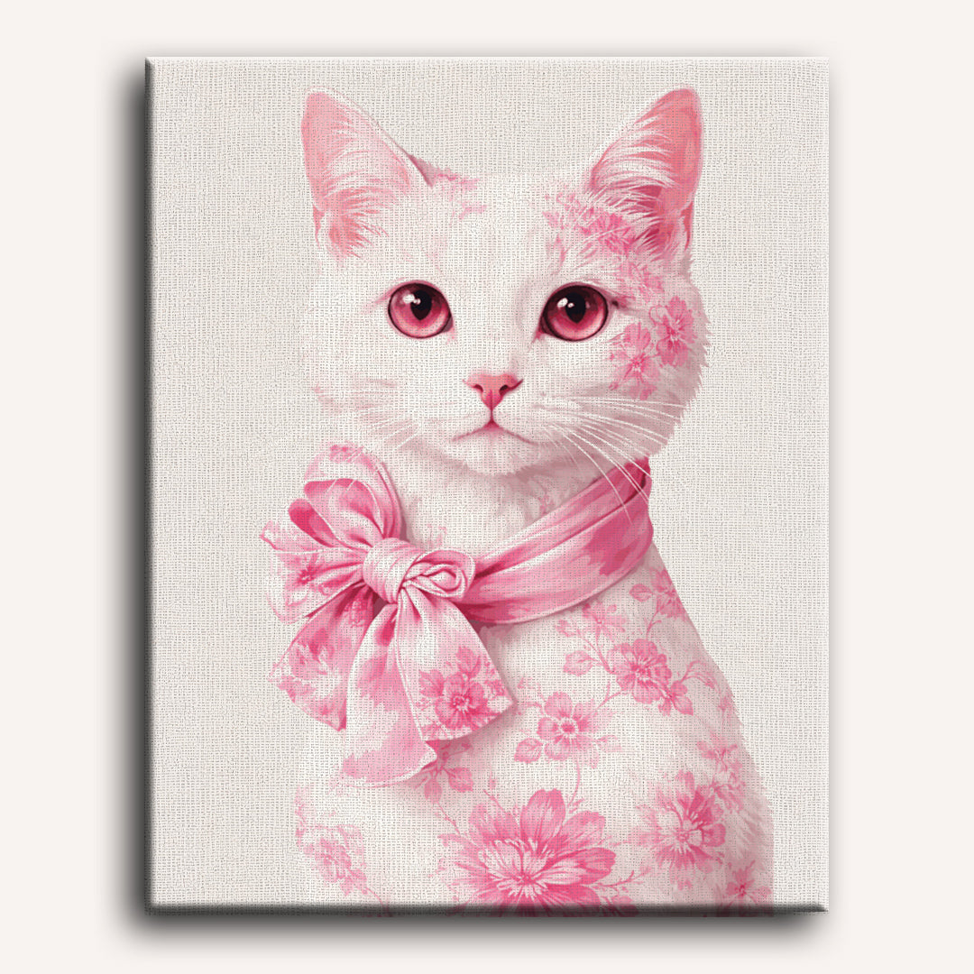 Delft Pink Cat | Paint by Number