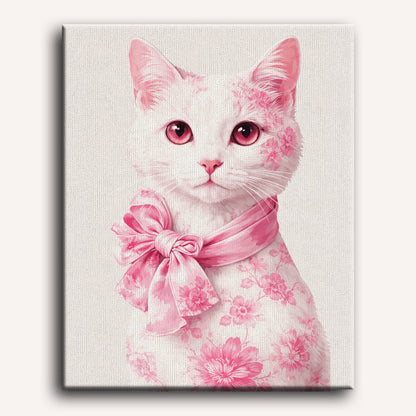 Delft Pink Cat | Paint by Number