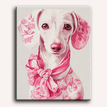 Delft Pink Dachshund | Paint by Number