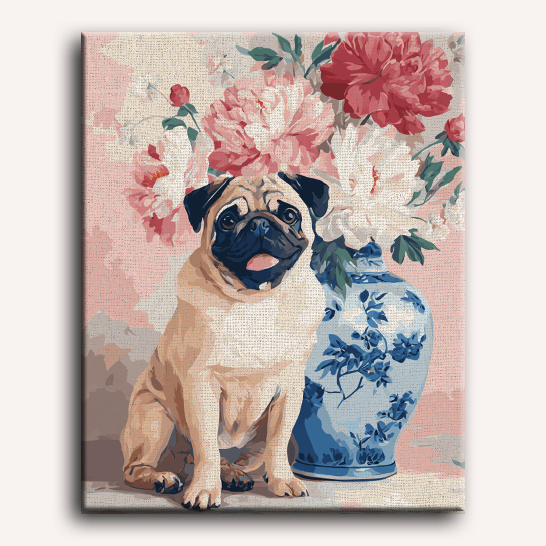 Floral Pug | Paint by Number