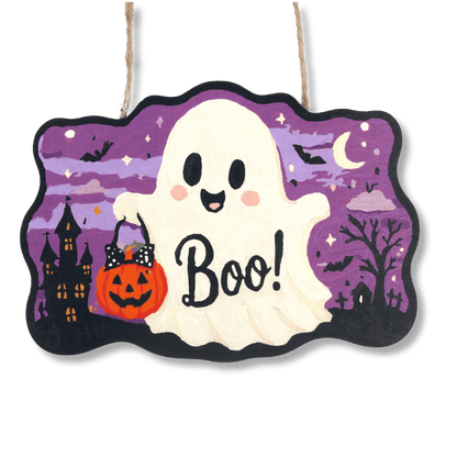 Halloween Ghost – Paint by Number Wooden Hanger