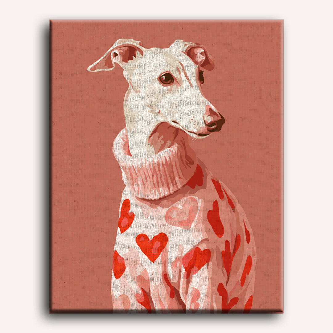Greyhound in Pink | Paint by Number