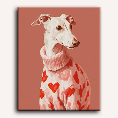 Greyhound in Pink | Paint by Number
