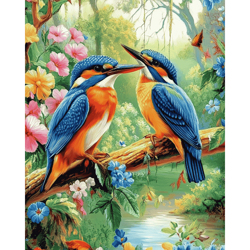 Two Kingfishers - Diamond Painting