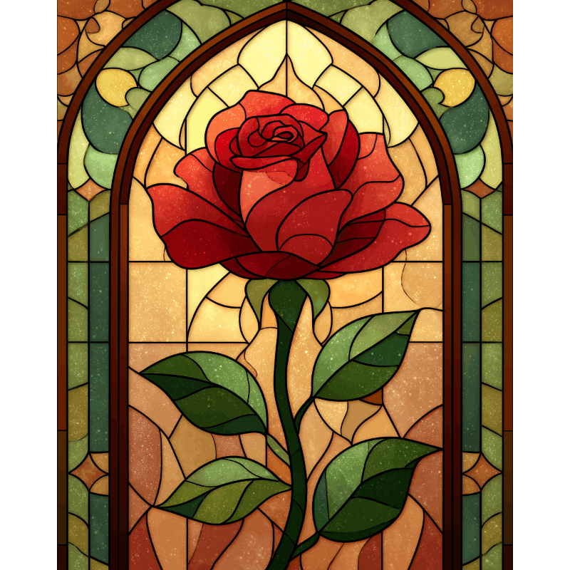 Stained Glass Rose - Diamond Painting
