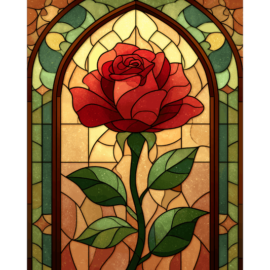 Stained Glass Rose - Diamond Painting