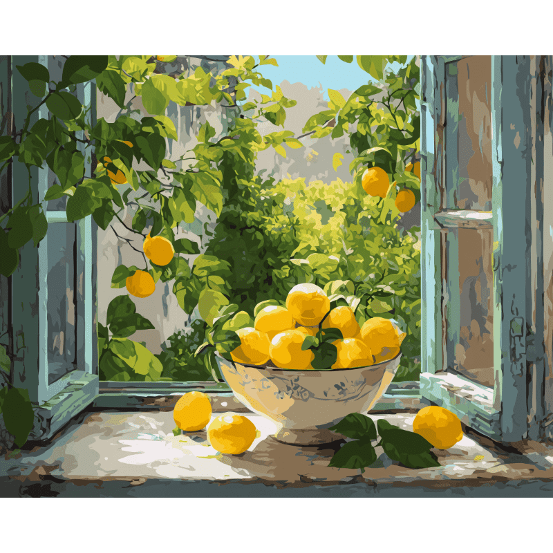 Lemon Bowl by the Window - Diamond Painting