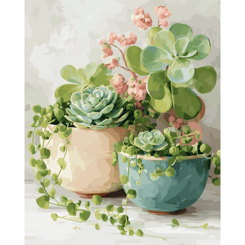 Spring Succulents - Diamond Painting