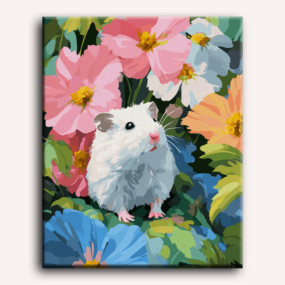 Hamster in the flower field | Paint by Number