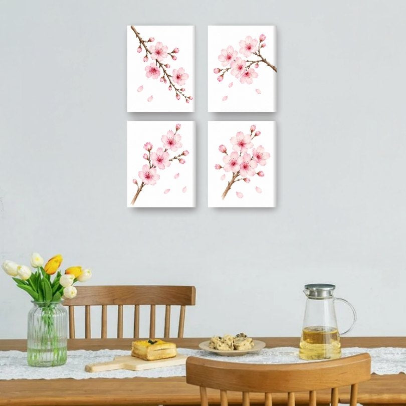 4 Mini Paintings - Cherry Blossom Set
