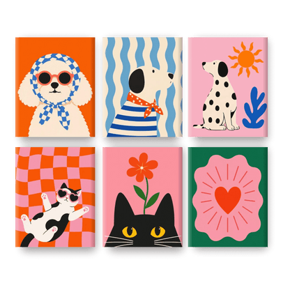 6 Mini Paintings - Pop Art Pets Set- Paint by Numbers