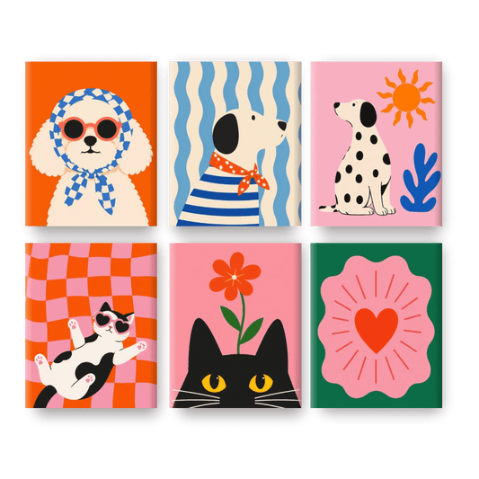 6 Mini Paintings - Pop Art Pets Set- Paint by Numbers