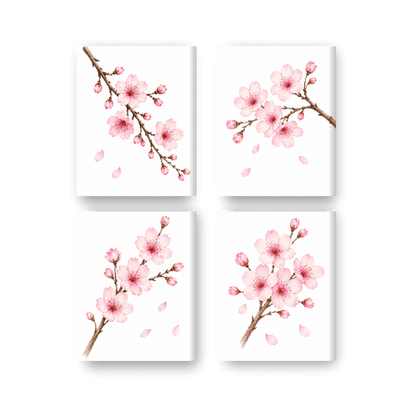 4 Mini Paintings - Cherry Blossom Set- Paint by Numbers