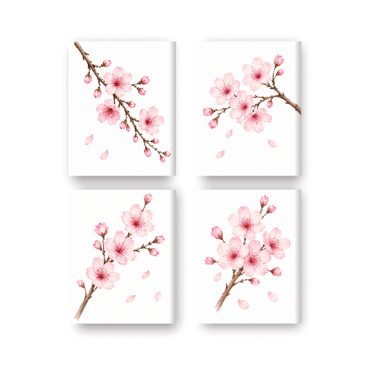 4 Mini Paintings - Cherry Blossom Set- Paint by Numbers