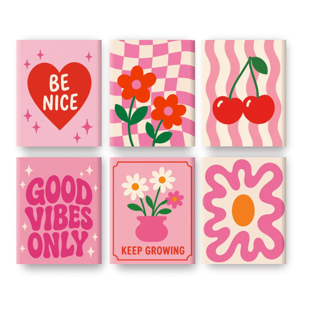 6 Mini Paintings - Pink Positivity Set- Paint by Numbers