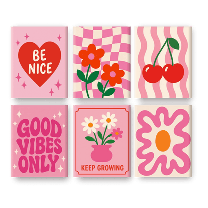6 Mini Paintings - Pink Positivity Set- Paint by Numbers