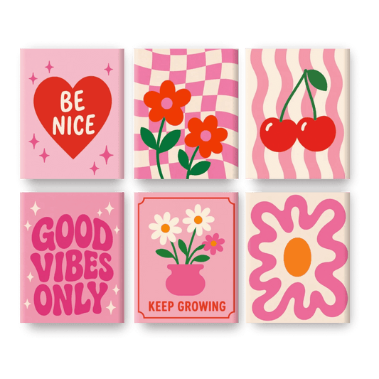 6 Mini Paintings - Pink Positivity Set- Paint by Numbers