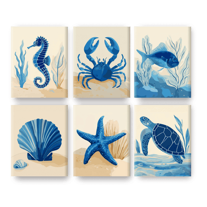 6 Mini Paintings - Under The Sea Set- Paint by Numbers