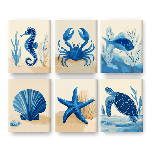 6 Mini Paintings - Under The Sea Set- Paint by Numbers