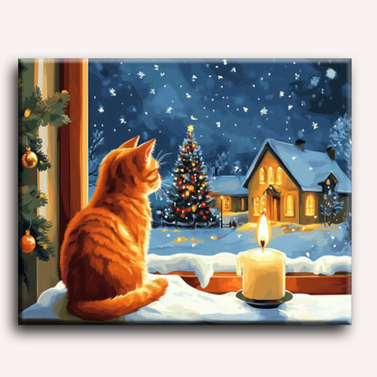 The Cat by the Candlelight | Paint by Number