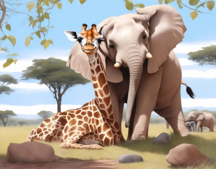 Paint by numbers - Elephant and Giraffe | Paint by Numbers