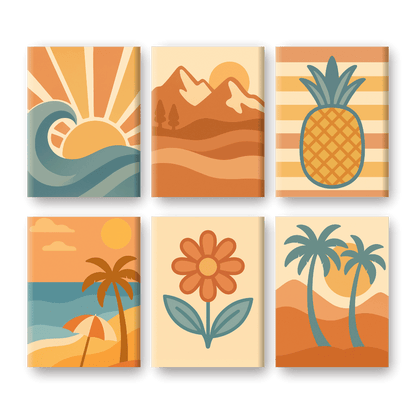 6 Mini Paintings - Retro Summer Set-Paint by numbers