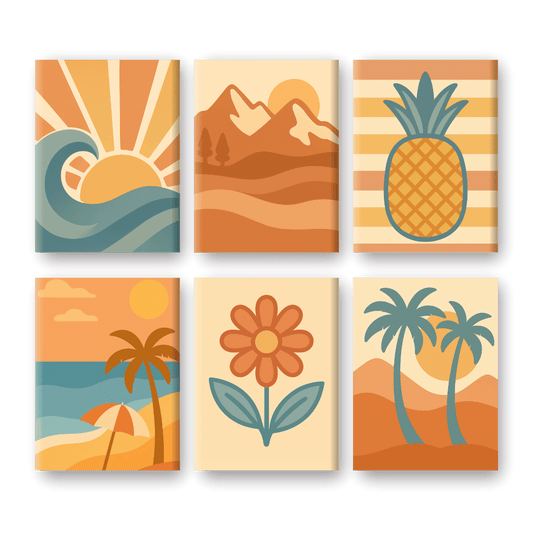 6 Mini Paintings - Retro Summer Set-Paint by numbers