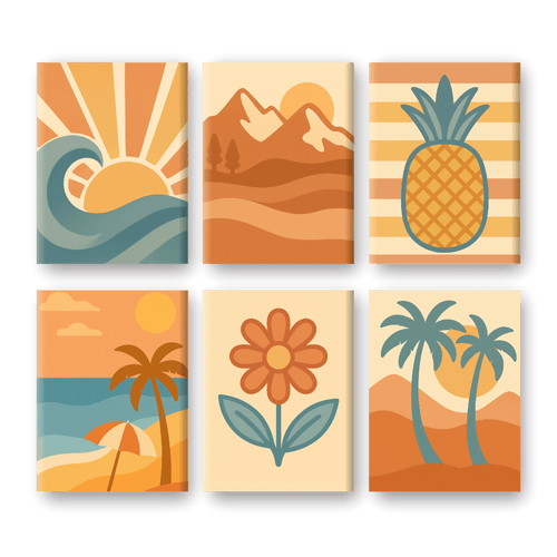 Paint by numbers - 6 Mini Paintings - Retro Summer Set