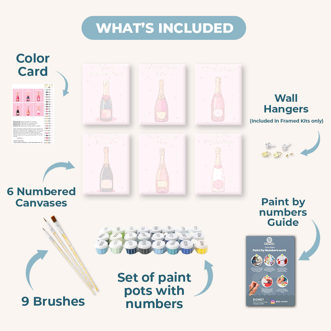 6 Mini Paintings - Champagne Rosé Set