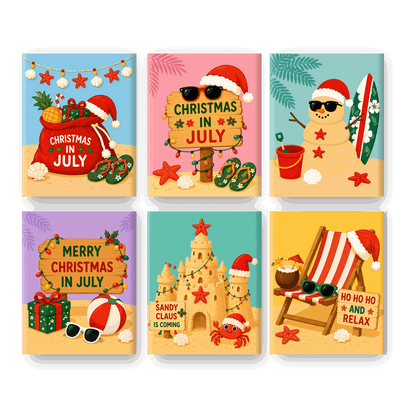 6 Mini Paintings - Christmas in July Set - Paint by numbers