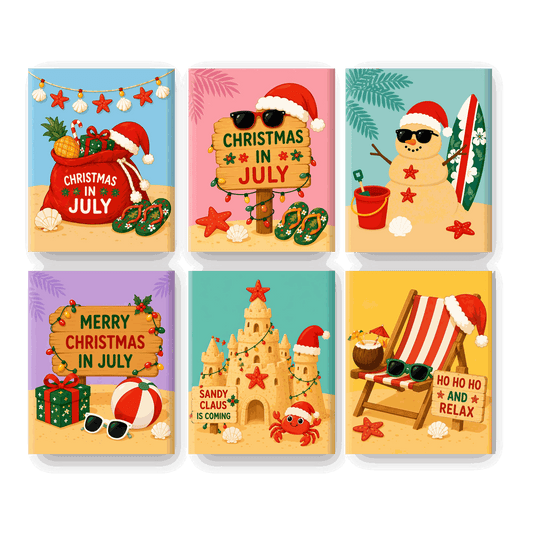 6 Mini Paintings - Christmas in July Set - Paint by numbers