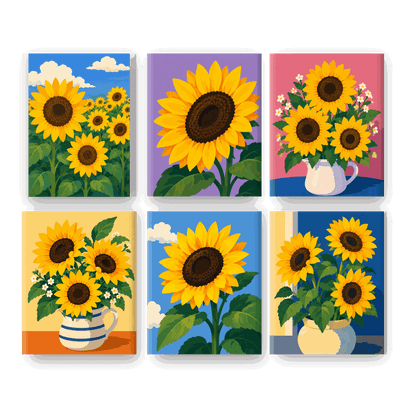 6 Mini Paintings - Sunflower Set - Paint by numbers
