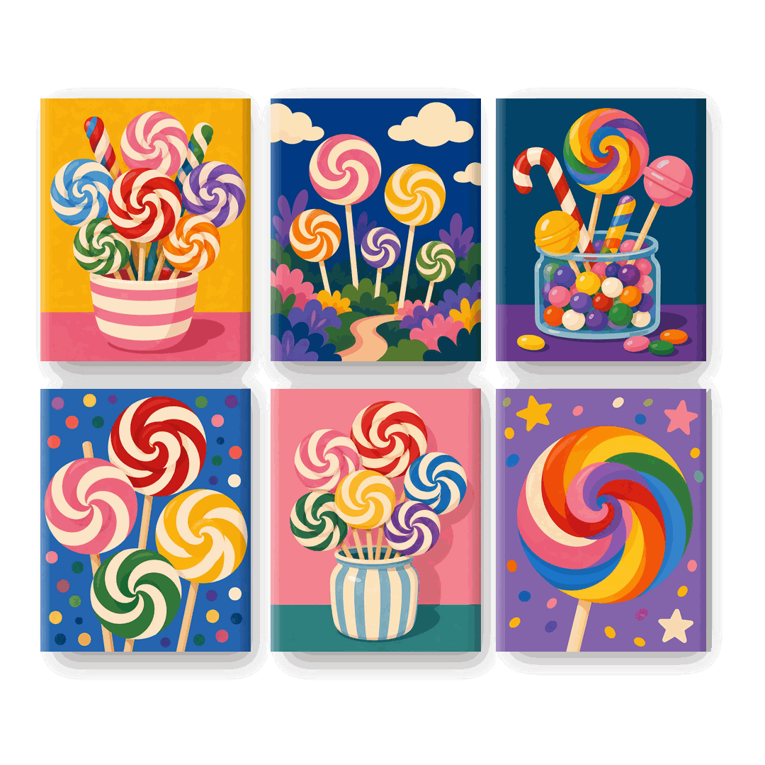6 Mini Paintings - Lollipop Set
