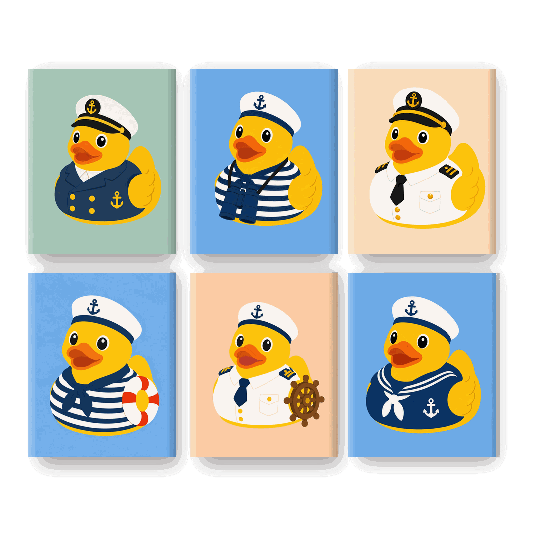 6 Mini Paintings - Duck Sailor Set