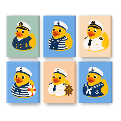 6 Mini Paintings - Duck Sailor Set