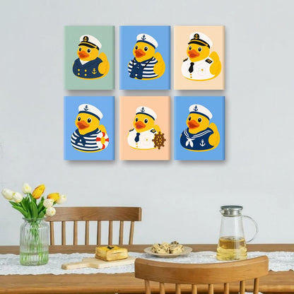 6 Mini Paintings - Duck Sailor Set