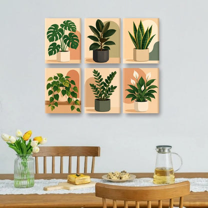 6 Mini Paintings - Monstera Set