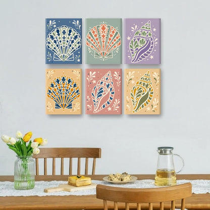 6 Mini Paintings - Colorful Shell Set