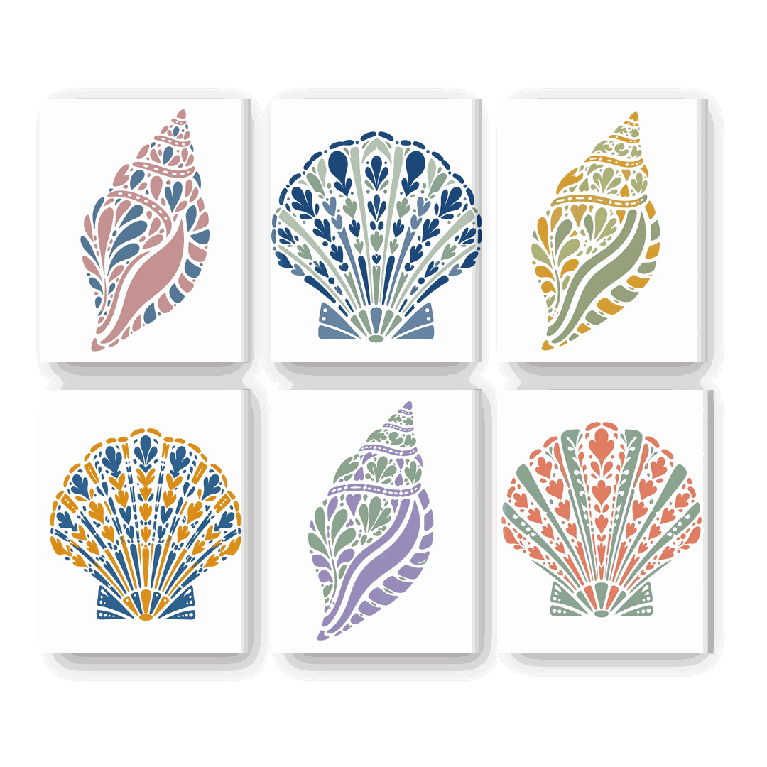 6 Mini Paintings - Coastal Shells Set