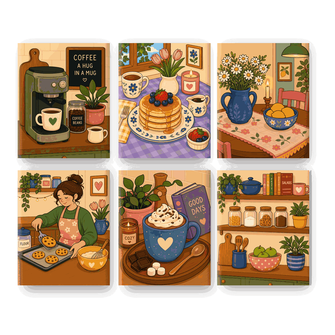 6 Mini Paintings - Coffee Corner Set