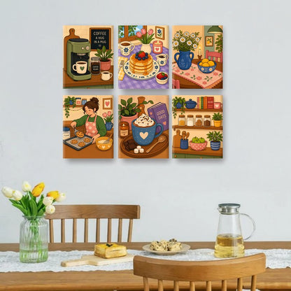 6 Mini Paintings - Coffee Corner Set