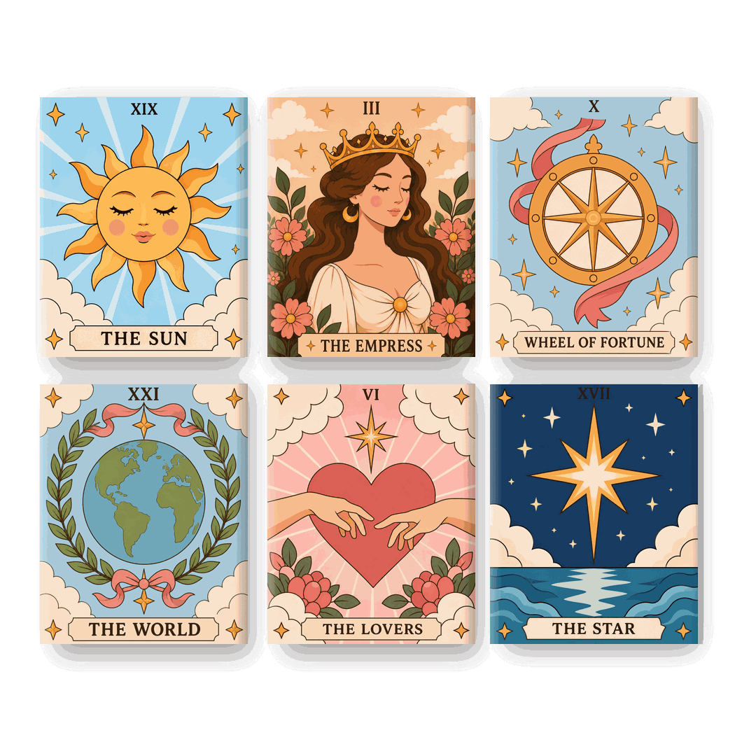 6 Mini Paintings - Good Omens Tarot Set