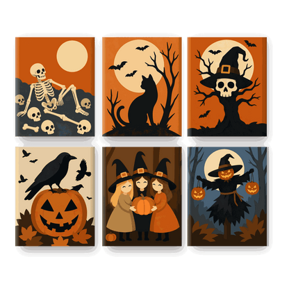6 Mini Paintings - Haunted Harvest Set - Paint by numbers