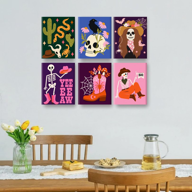 6 Mini Paintings - Howdy Halloween Set