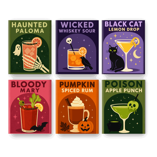 6 Mini Paintings - Spooky Cocktails Set - Paint by numbers